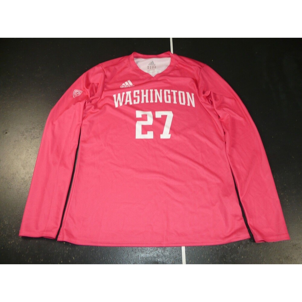 UW Washington Huskies PAC 12 Adidas Pink Long Sleeve Soccer Jersey #27 Women's M